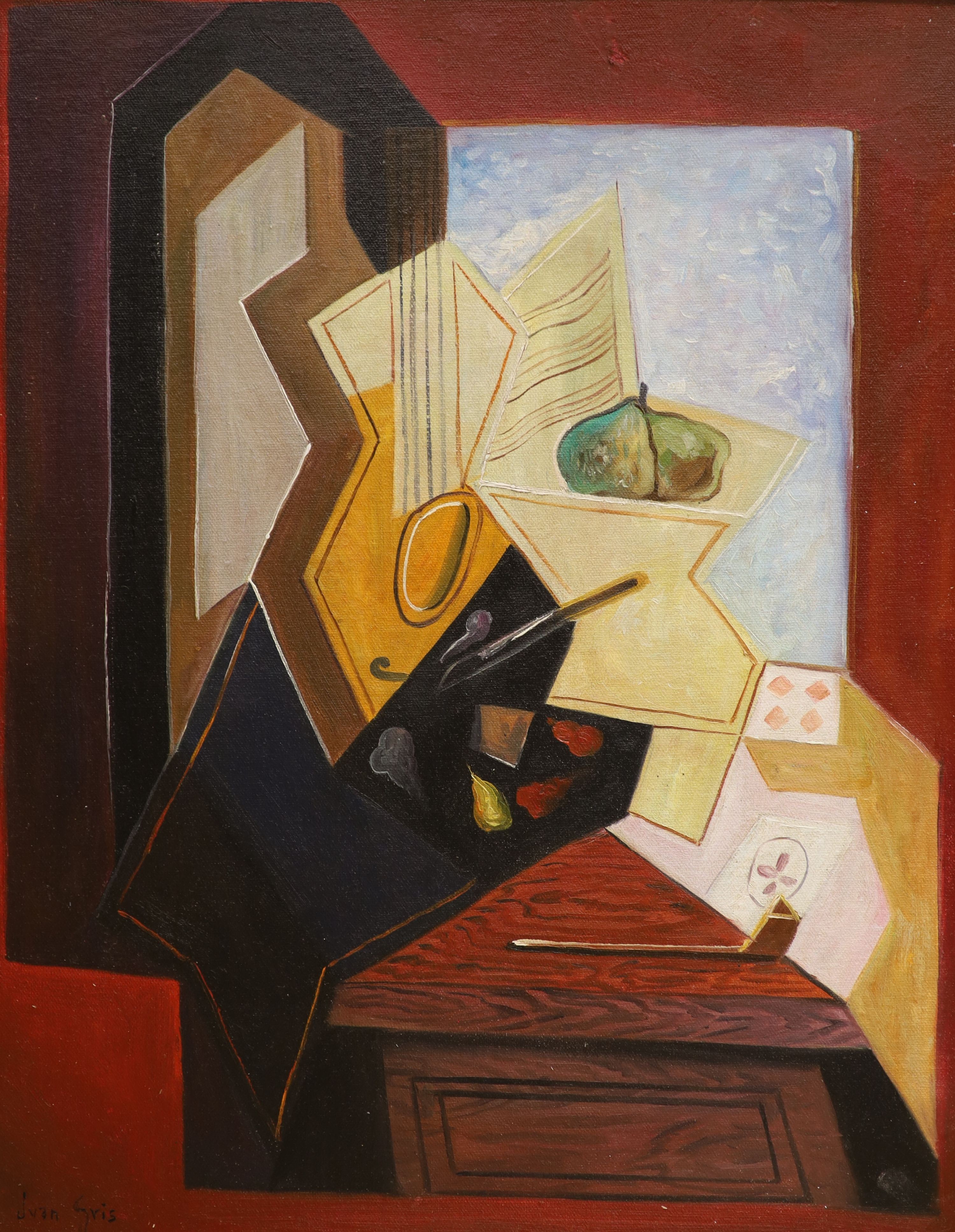 After Juan Gris oil on board, Still life, bears signature, 50 x 40cm.